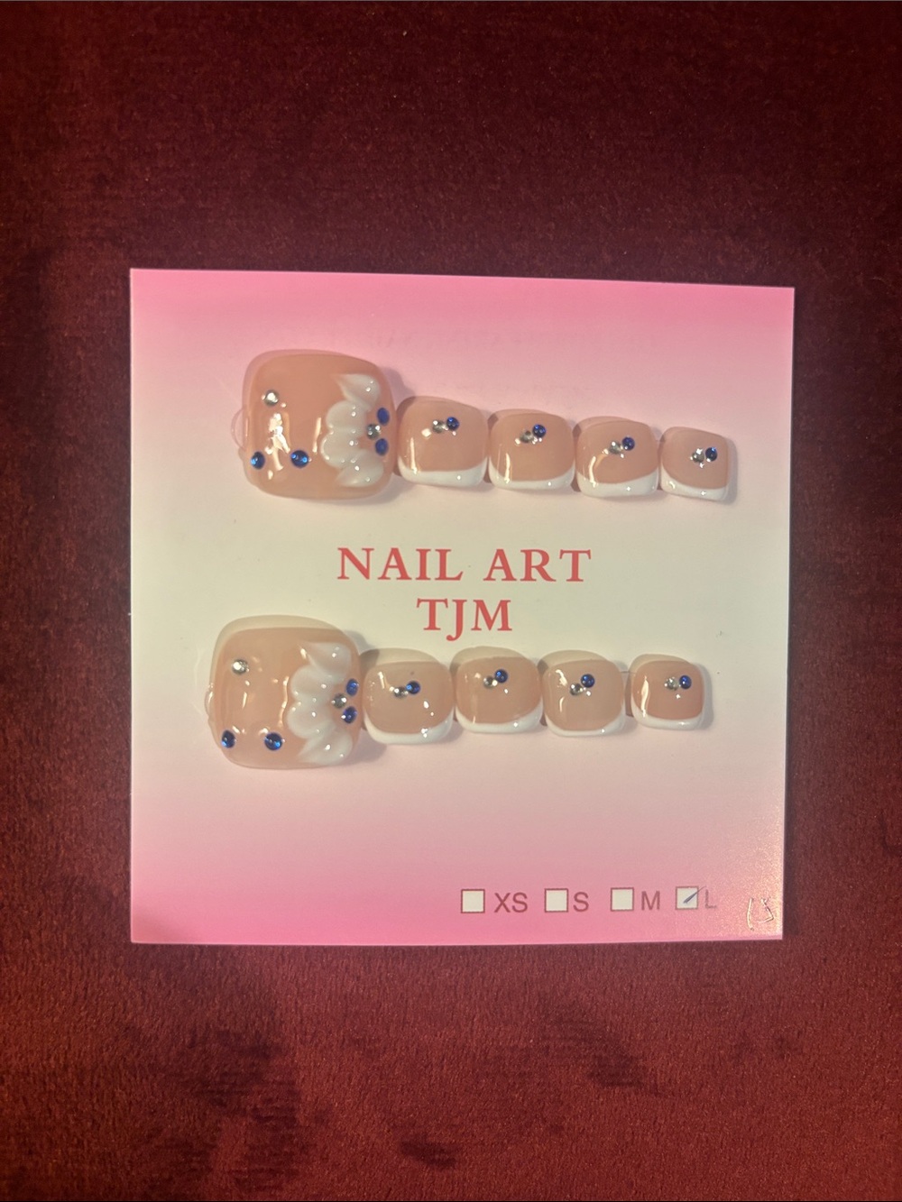 Pink Floral Accent Press-On Toe Nails